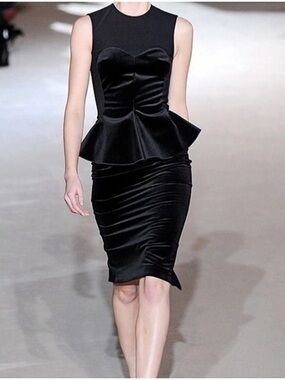 Stella McCartney Black Sleeveless Peplum Midi Dress IT 40